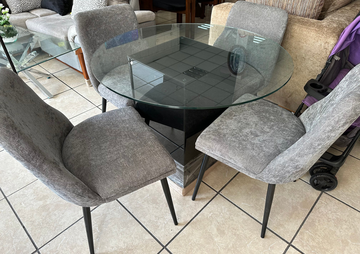 Comedor Mónaco Cristal 4 sillas