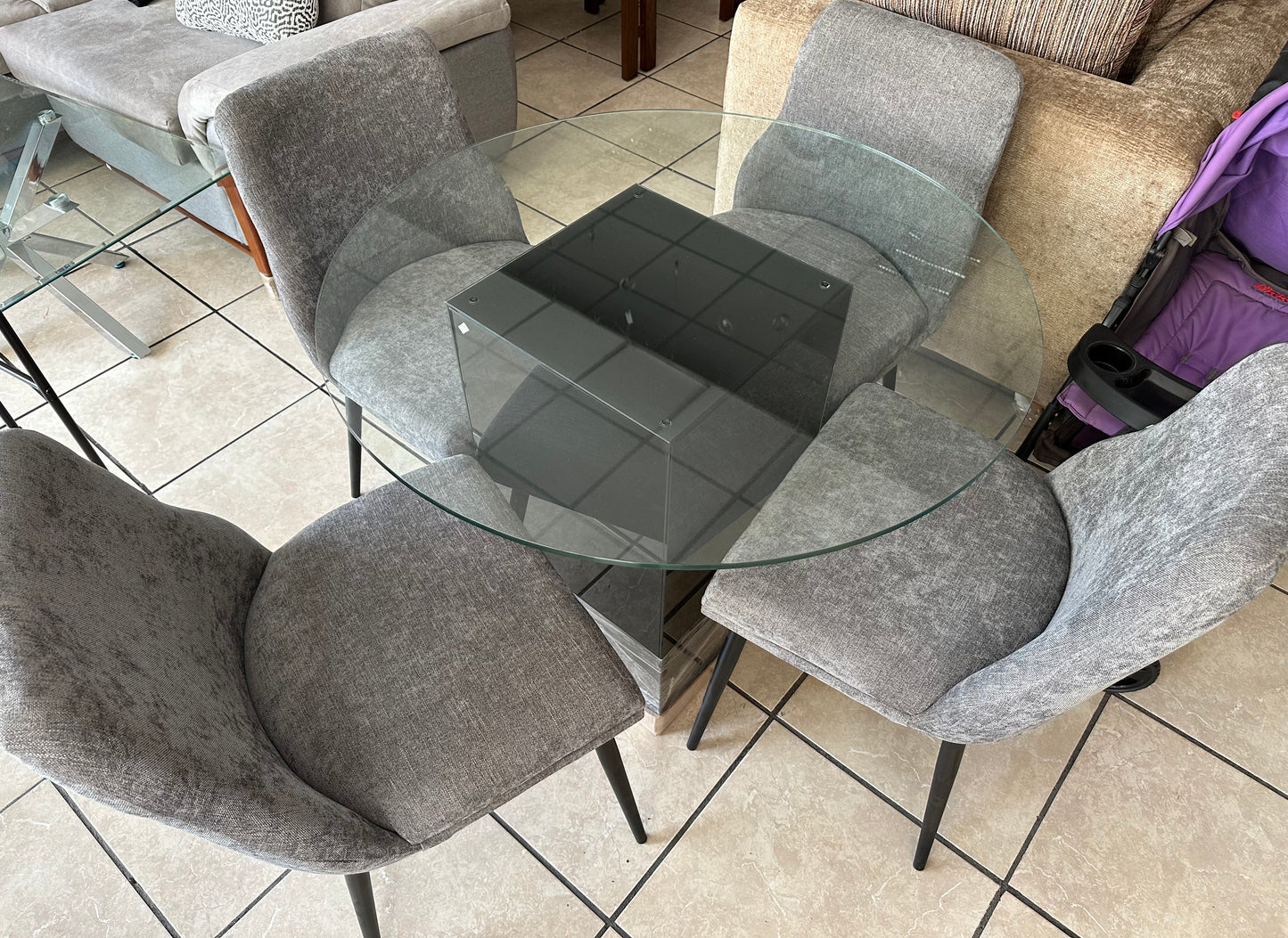 Comedor Mónaco Cristal 4 sillas