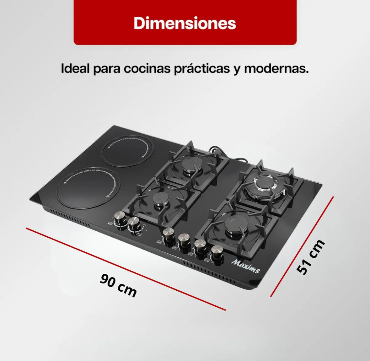 Parrilla Híbrida 6Q Gas y Eléctrica