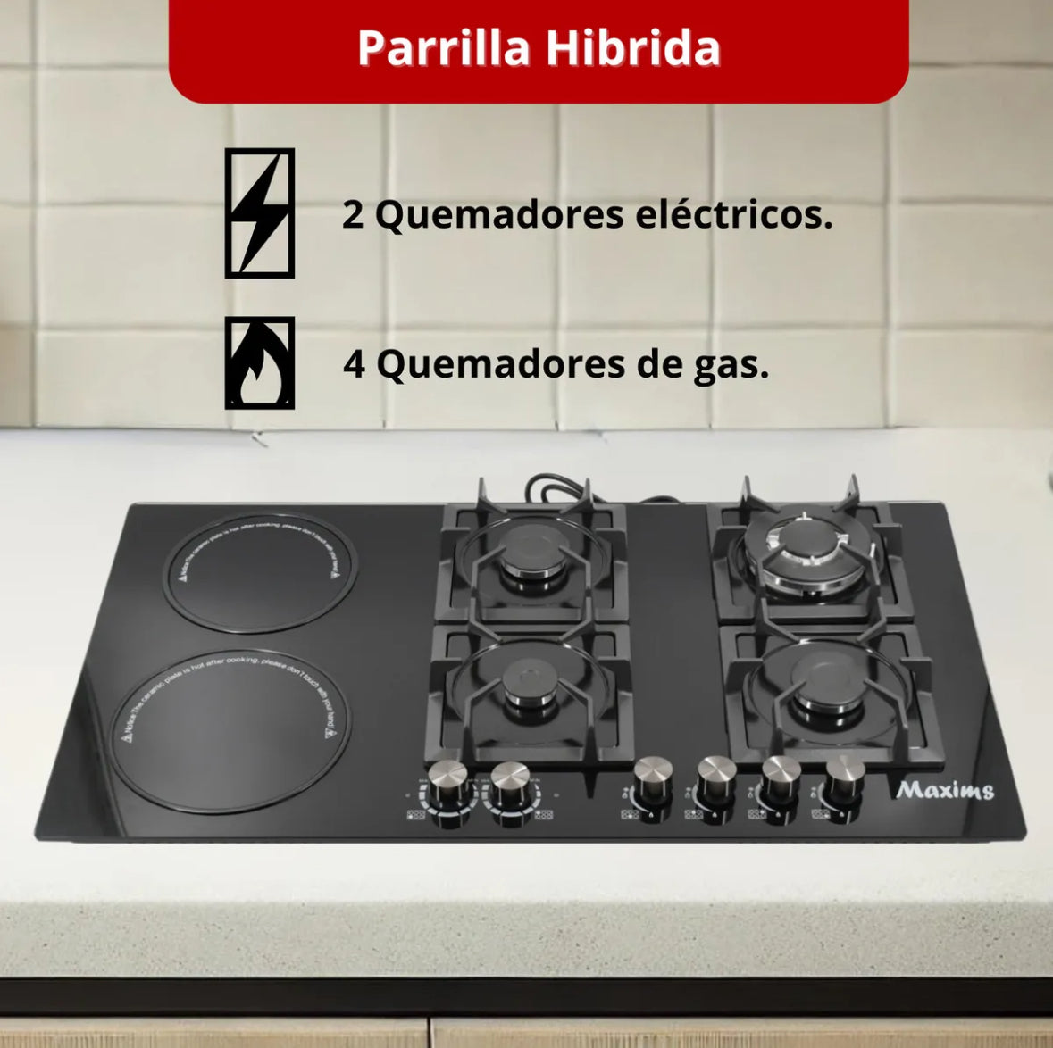 Parrilla Híbrida 6Q Gas y Eléctrica