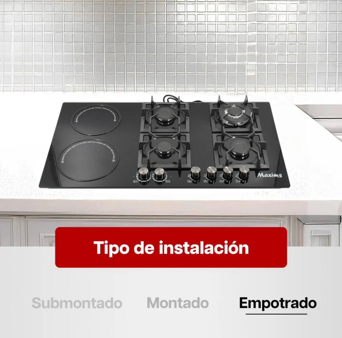 Parrilla Híbrida 6Q Gas y Eléctrica