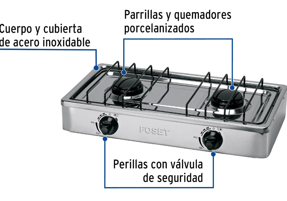 Estufa Foset 2Q acero inoxidable