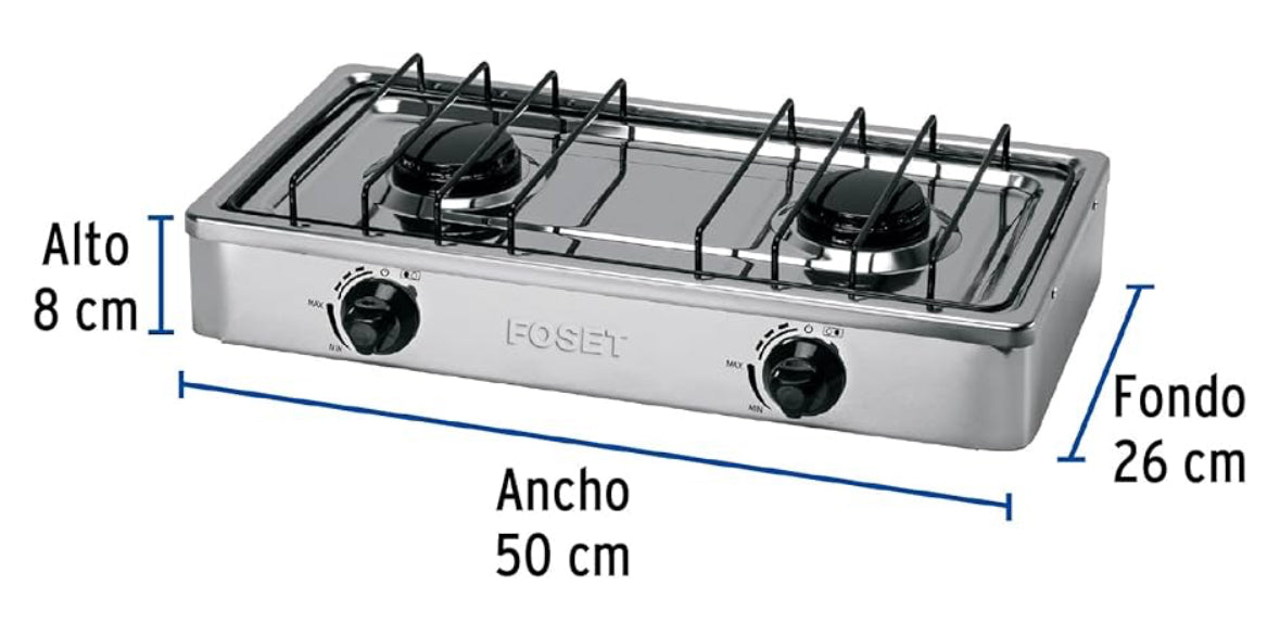 Estufa Foset 2Q acero inoxidable