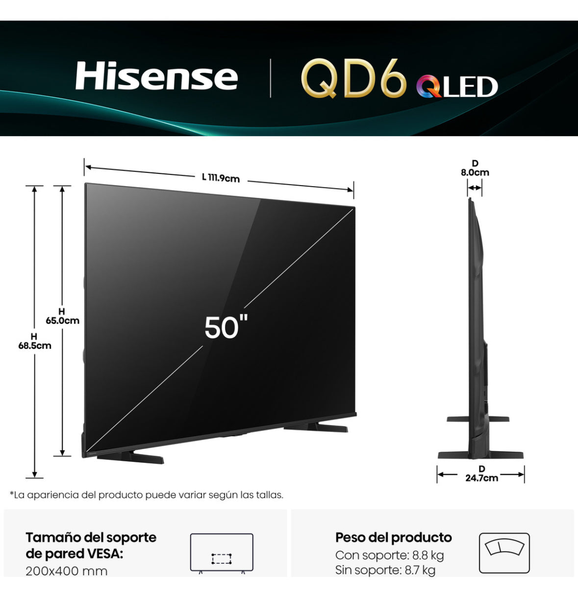 Televisión Hisense 50 Pulgadas