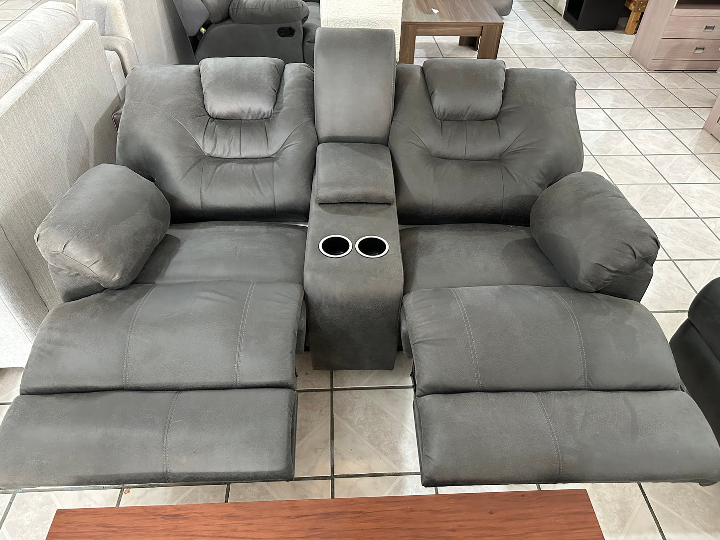 Sillón doble Reclinable Gris