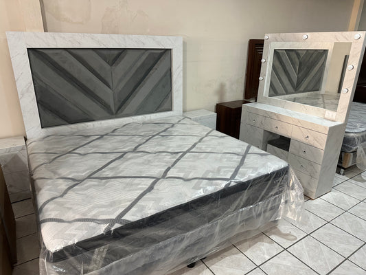 Recámara Gissel Mármol Blanco King Size